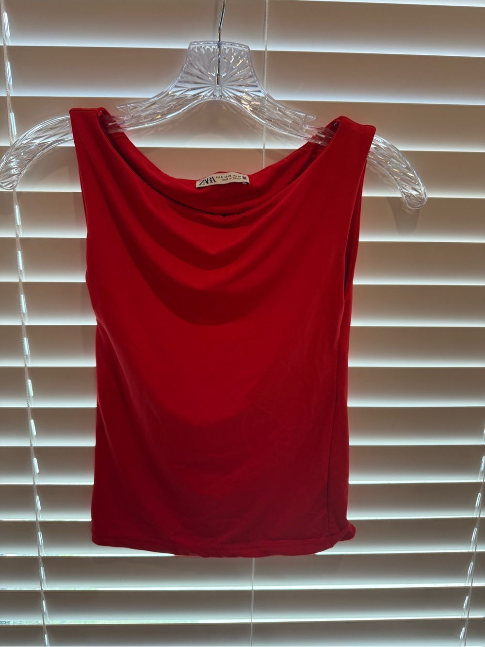 Zara red boatneck tank top